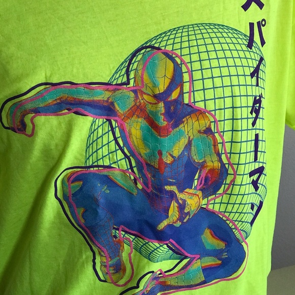 Unisex Neon Marvel Spiderman T-shirt - Picture 2 of 5